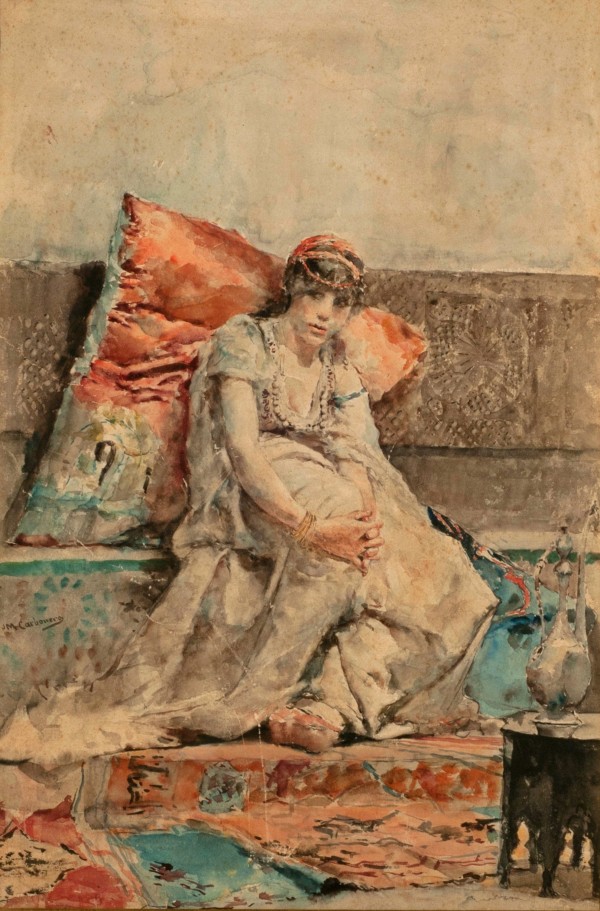A young woman resting Print